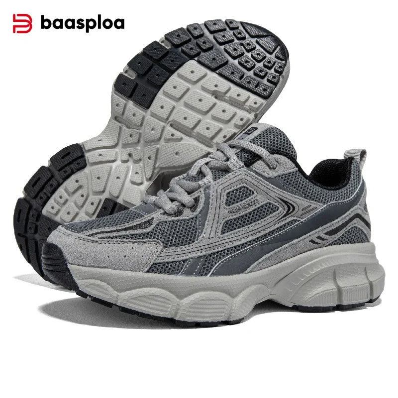 Baasploa Women Sports Shoes Outdoor Lightweight Breathable Jogging Sneakers Female Casual Mesh Anti-slip Lace Up Running Shoes