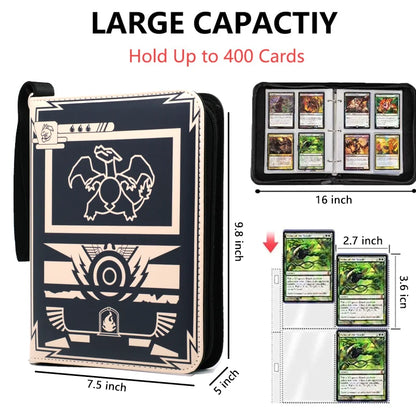 400PCS Card Album Binder Sleeves with Zipper PTCG Yugioh TCG 4-Pocket Trading Card Collection Card Holder Toys Gift