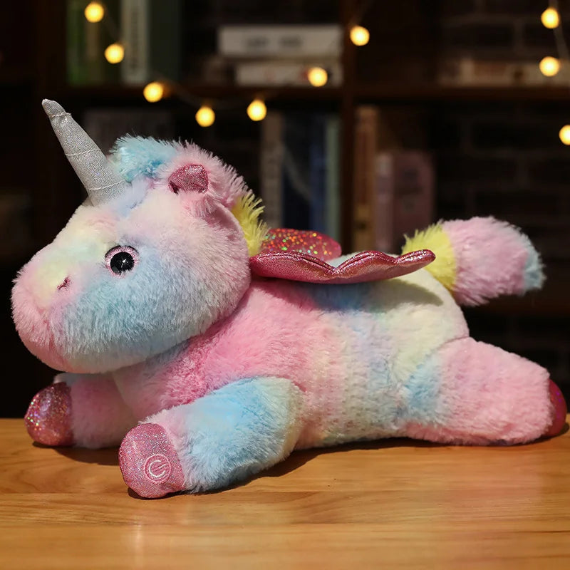 120CM Cute Glowing LED Light Unicorn Plush Toys Lovely Luminous Animal Unicorn Pillow Stuffed Dolls for Children Kids Gifts