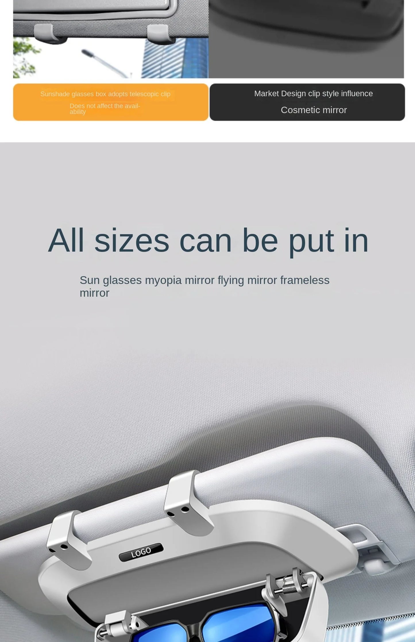 Car glasses case, sun visor, multifunctional car sunglasses holder, in-car glasses clip, modified storage box