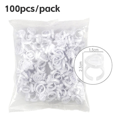AILEISHI 100Pcs Disposable Eyelash Glue Fan Cup Rings Holder Container Tattoo Pigment Eyelash Extension Tools Lash Supplies