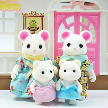Simulation Forest Rabbit Family DIY Playset Mini Rabbit Bear Figure Toy Dolls Kids Gifts