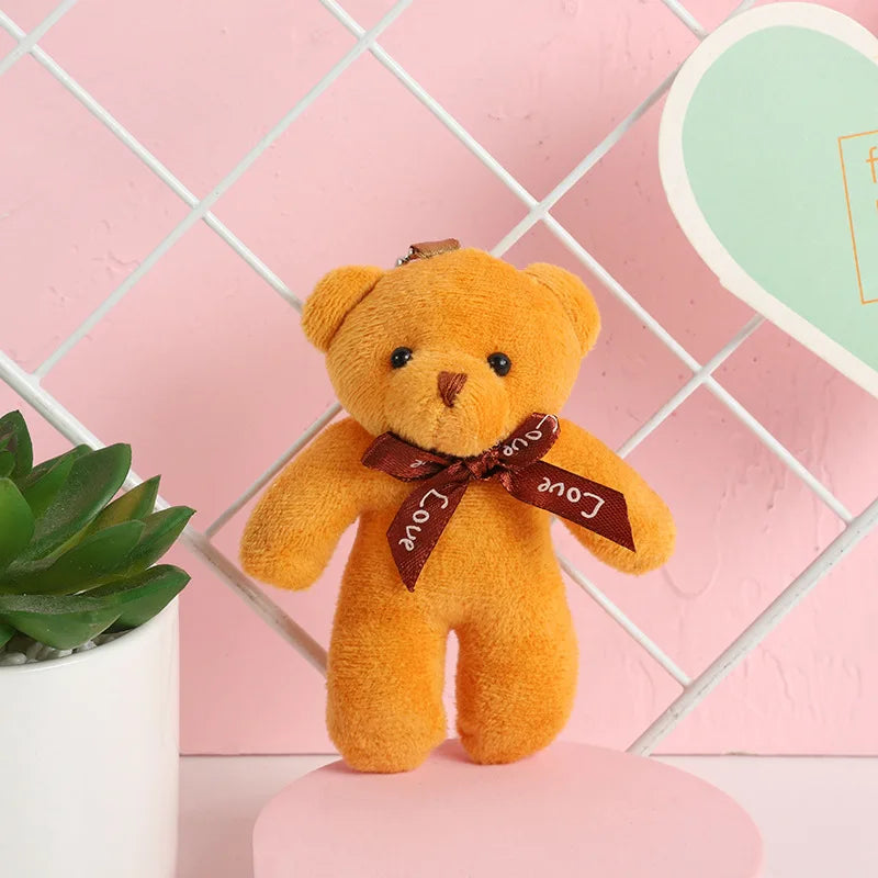 6/12pcs Mini Bear Plush Keychain Colorful Bear Stuffed Toy School Bag Pendant Teddy Doll Graduation Party Supplies Wedding Gift