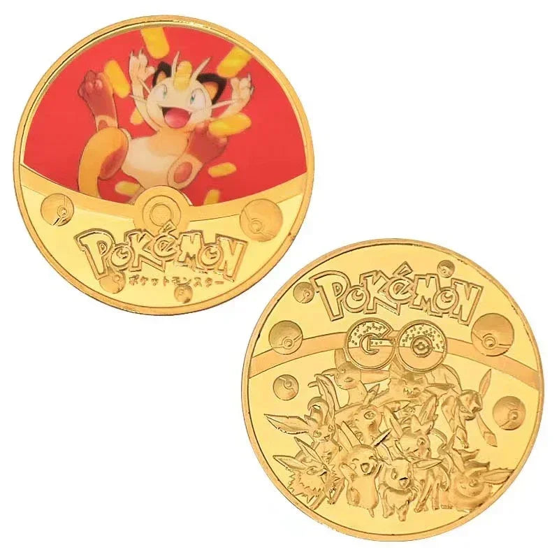 Anime Gold Plated Gold Coin Game Commemorative Coin Pikachu Mewtwo Charizard Gold Coin Game Collection childrens gift