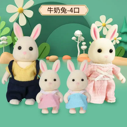 Simulation Forest Rabbit Family DIY Playset Mini Rabbit Bear Figure Toy Dolls Kids Gifts