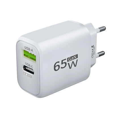 USB Charger 65W GaN Type C Fast Charging PD Power Adapter Quick Charger 3.0 For iPhone 15 Xiaomi POCO Samsung Oneplus
