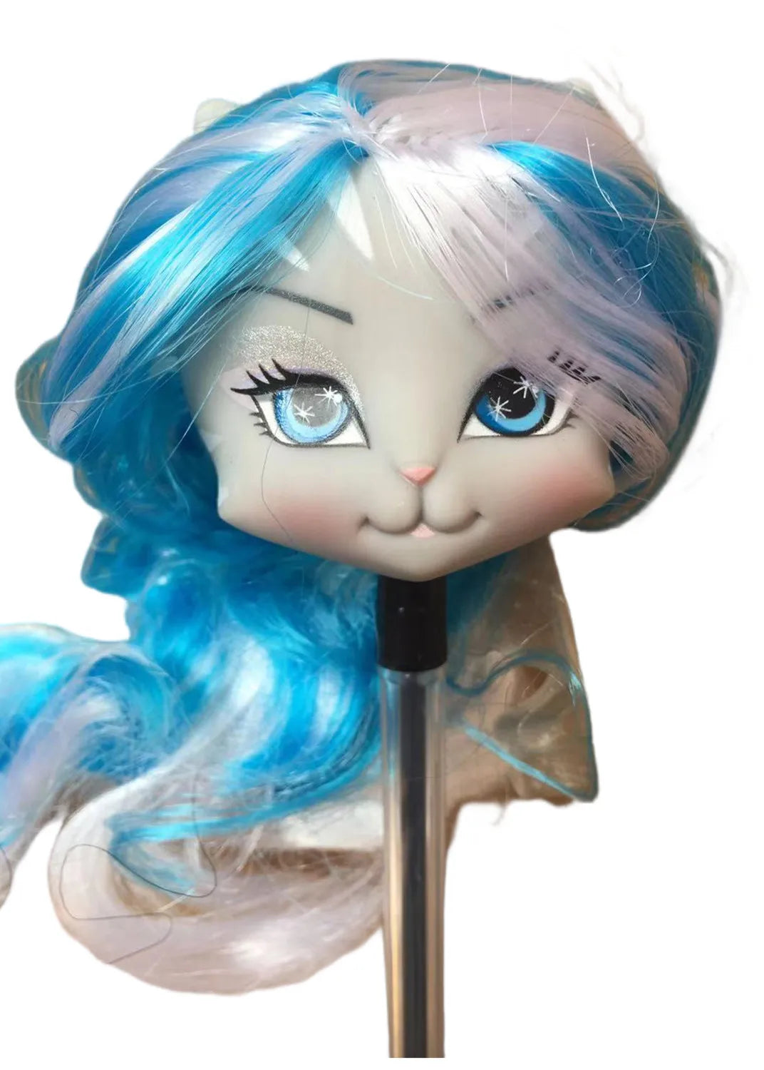 Glasses Eyes With Real Eyelashes Doll Heads Colorful Soft Doll Parts White Skin Doll Accessories Girl Gift Toys Figures