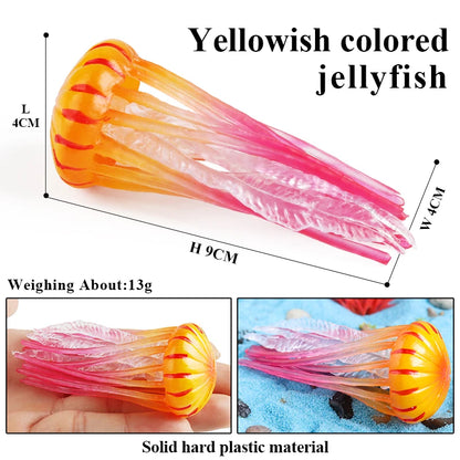 Oenux Ocean Animals Model Jellyfish Starfish Sea Anemone Coral Action Figures Aquarium PVC Miniature Educational Kids Toy Gift