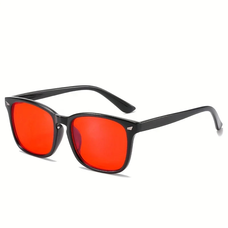 Classic Red Lens Blue Light Blocking Glasses Square Men Better Sleep Anti Filter Men Orange Women Eyeglasses