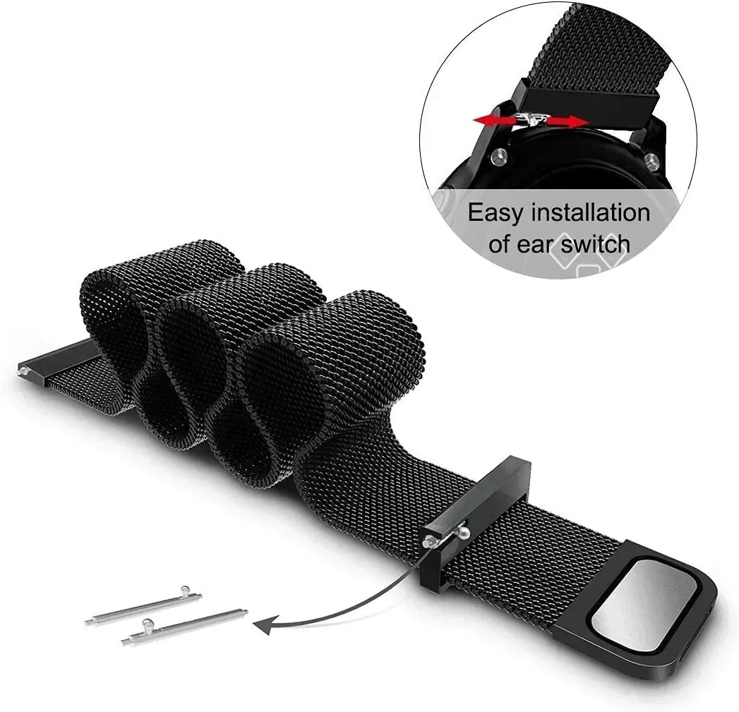 20/22mm Magnetic Milanese Strap for Samsung Galaxy Watch 7 6 5 4 40 44mm Gear S3 Stainless Steel Band for Huawei 4 GT3 Bracelet