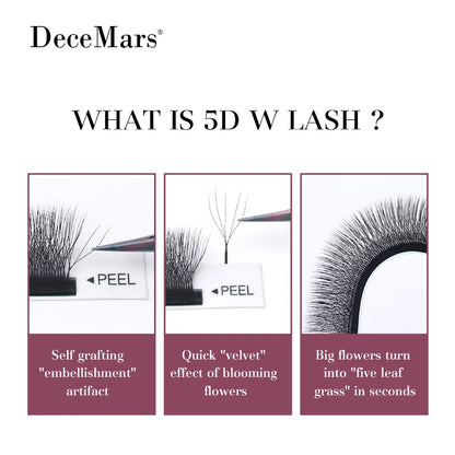 DeceMars 5D - W Shaped Eyelash Extension (12line/Tray) for Makeup