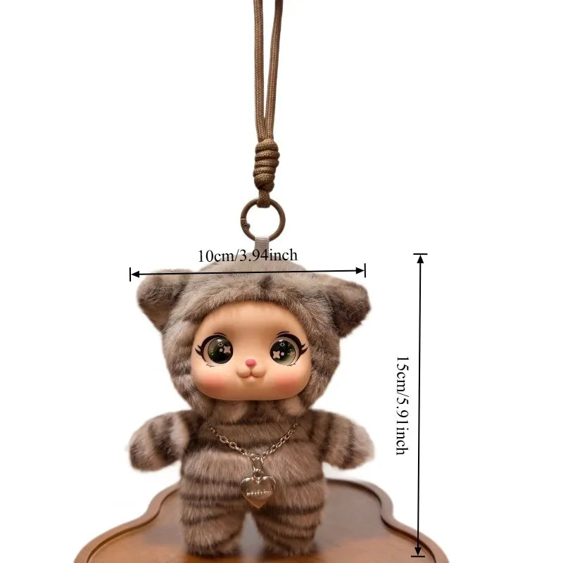 New Cute Kitty Vinyl Face Plush Pendant Kawaii Cat Plushie Keychain Backpack Charm Home Decor for Adults Stuffed Pendant