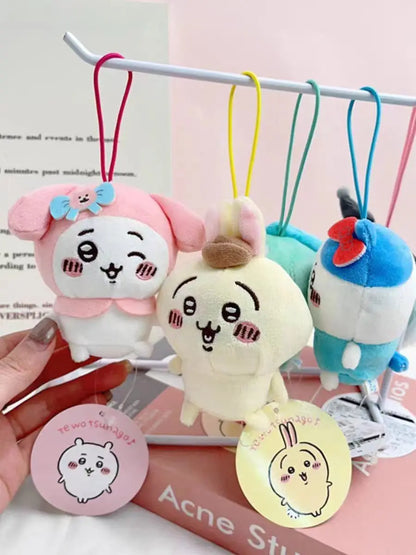 Chiikawa Self-deprecating Bear Collaboration Sanrioin Plush Doll Helo Kiity1 Melodyi Kuromev Sachiji Plush Toy Keychain Decorate