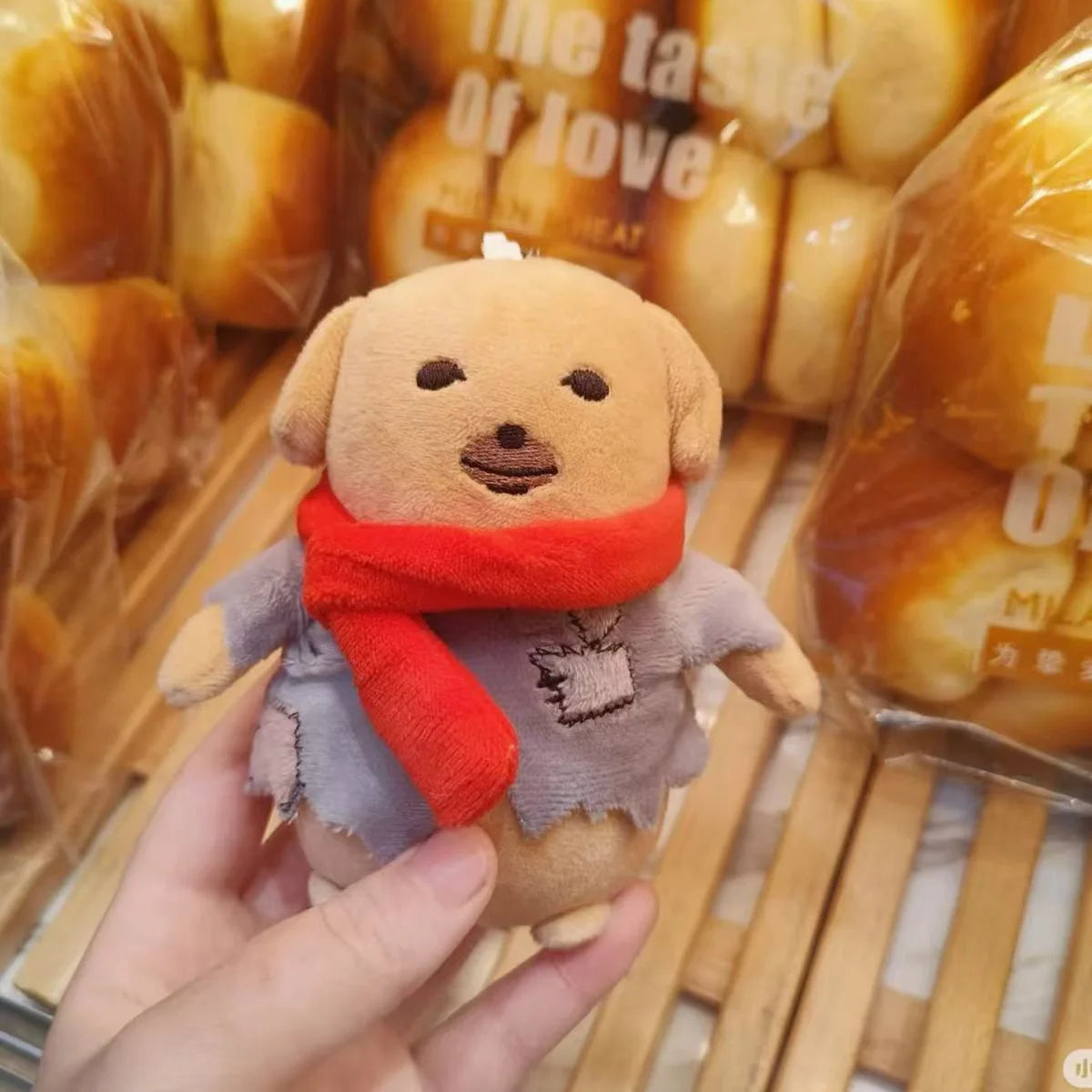 Kawaii Mini Stray Patch Puppy Plush Pendant Cotton Stuffed Red Scarf Puppy Toys Funny Keychain Bags Decor