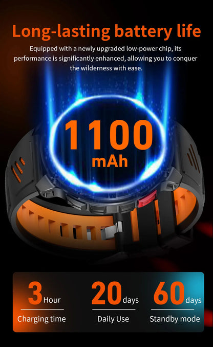 2026 New T-Rex3 Pro GPS Tracker 1100mAh Smartwatch Men 120-Day Standby Clock Rugged Outdoor Sport 10ATM Waterproof Call Watches