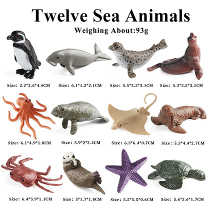 Oenux Montessori Toy Wild Farm Dinosaur Ocean Cat Animals Model Action Figure Zoo Figurines Cute Miniature Education Kid Gift