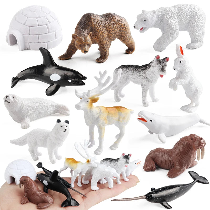 Oenux Montessori Toy Wild Farm Dinosaur Ocean Cat Animals Model Action Figure Zoo Figurines Cute Miniature Education Kid Gift