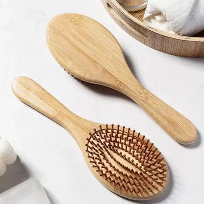 Bamboo Hair Brush,Natural Wooden Bamboo Comb Paddle Detangling Hair Brush Wide-tooth And Tail Comb For Thick/Thin/Curly/Dry Hair