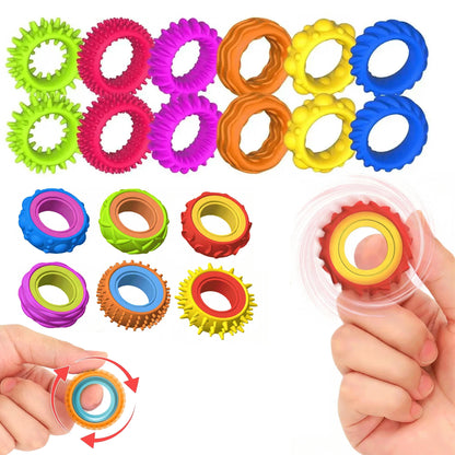 New Silicone Sensory Rotating Fidget Ring Stress Relief Spinning Fidget Toy for Adults Anti Anxiety Autism ADHD Quiet