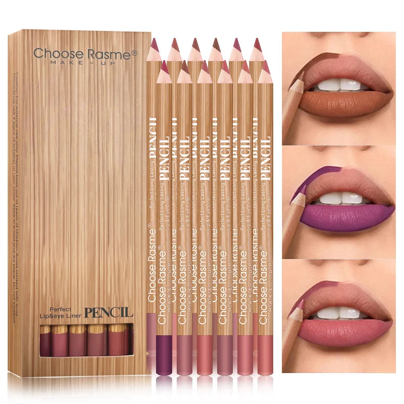 12 Color Lip Enriching Lipliner, Lip Moisturizing, Three-Dimensional Fitting, Light, Thin, Silky and Clear Valentine's Day Gift