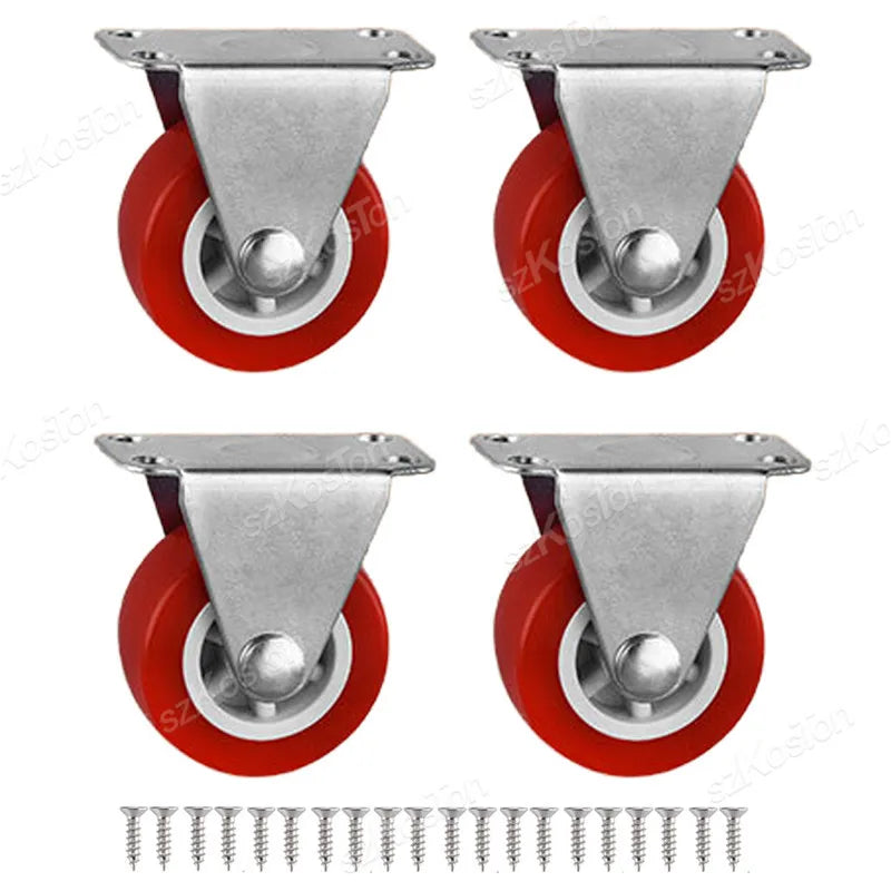 4Pcs/lot 1-2inch Furniture Caster PVC Red Universal Wheel Swivel Caster Roller Wheel For Platform Trolley Accessory