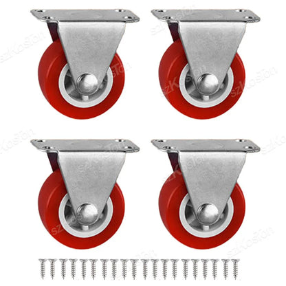 4Pcs/lot 1-2inch Furniture Caster PVC Red Universal Wheel Swivel Caster Roller Wheel For Platform Trolley Accessory