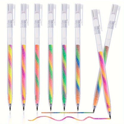 6pcs Glitter Gel Highlighter Pens Set - 1.2mm Vibrant Colors, Smooth Writing, Perfect for Journals, DIY Crafts, Greeting Cards,