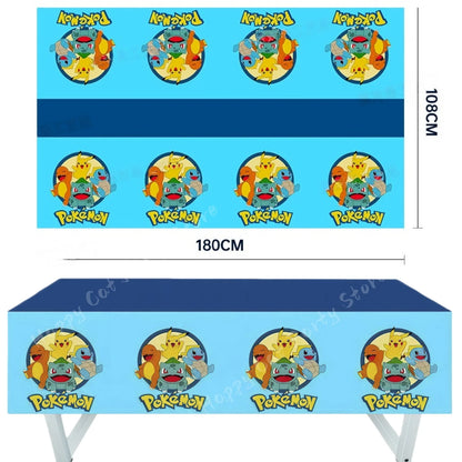 Decoration Pokemon Birthday Party Hats Pikachu Disposable Tableware Tablecloth Cup Plate Napkin Baby Shower Party Favors Pokemon