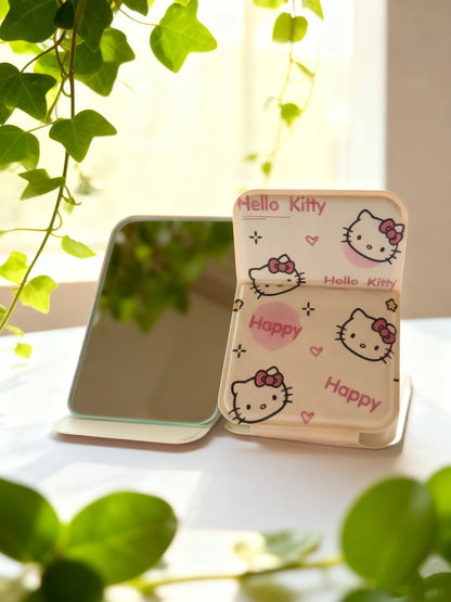 Carry-on portable cartoon Hello Kitty makeup mirror mini folding mirror good-looking cute mirror small mirror kawaii