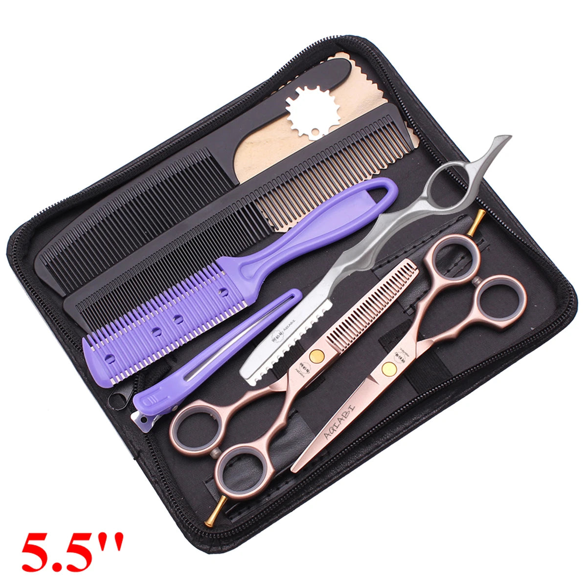 5.5'' Professional Hairdressing Hair Scissors 440C Cutting Shears Thinning Razor Comb Set Salon Barber Home Dropshipping A1104