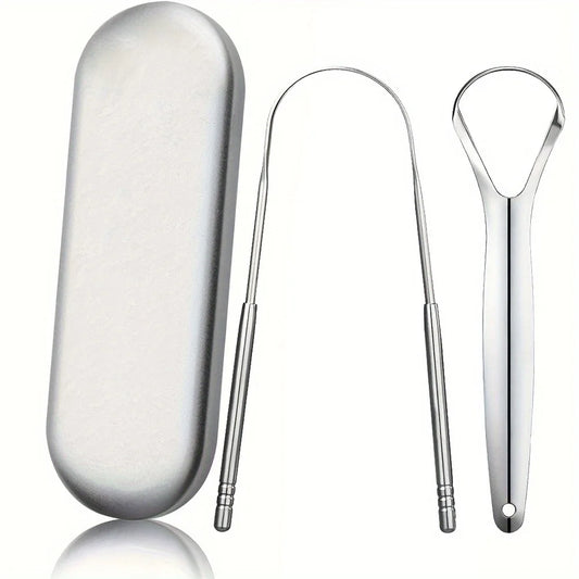 Premium 1pcs/3pcs Metal Tongue Scraper Cleaner for Adults & Kids Portable Stainless Steel Tongue Scrapers Brushes for Removing