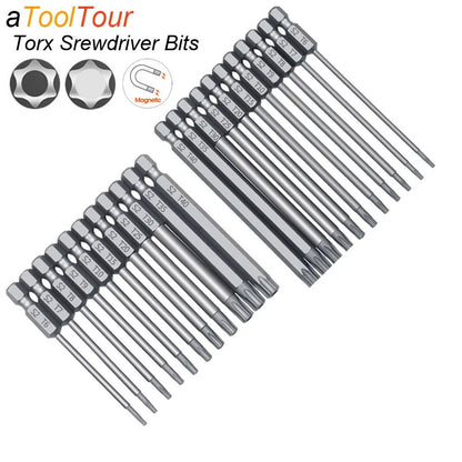 Torx Screwdriver Flat Head Tamper Proof Security Drill Bit Set for Electric Drill Magnetic Extension Adapter Star Hex Spline Bit