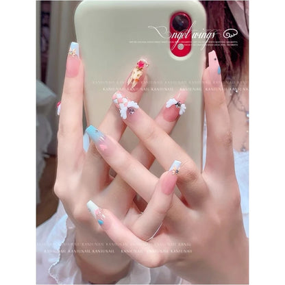 50pcs Cute Angel Wings Nail Charms Bulk Wing AB Flatback Resin Nail Parts Glitter Crystals Jewelry DIY Nail Decoration