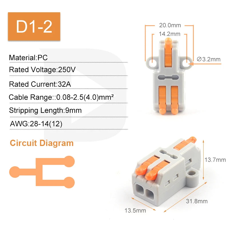 5PCS Fast Wire Connector Push-in Electrical Terminal Block Universal Splicing Wiring Cable Connectors For Cable Connection SPL ﻿
