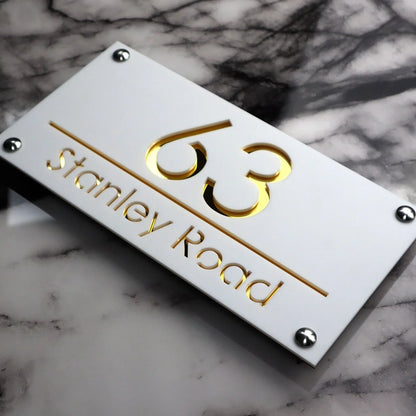 Customized Sign Outdoor House Number Plate Personalized Family Address Name Hotel Sign 3D Acrylic Laser Cut Wall Plaque