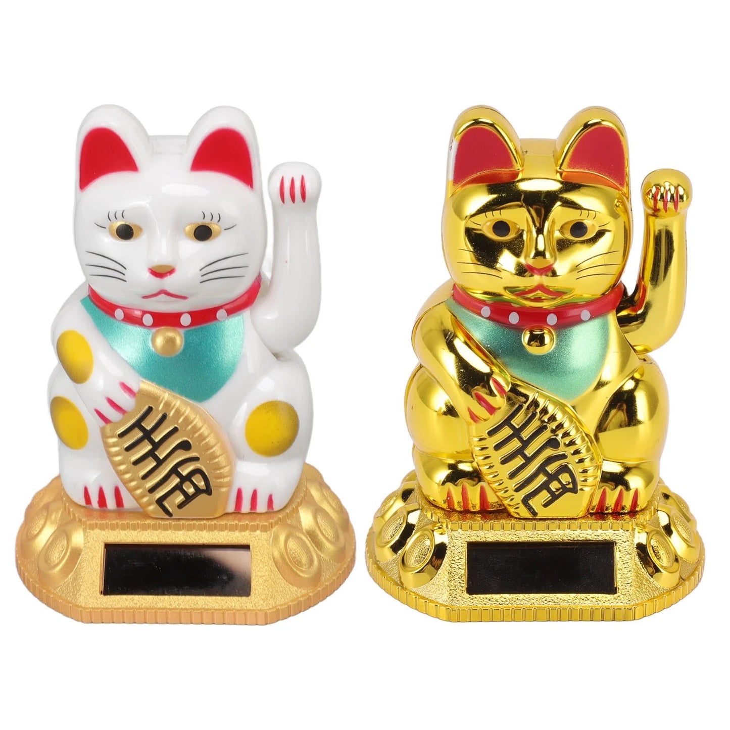 Chinese Lucky Cat Decoration Waving Arm Solar Light Induction Statue Figurine For Home Car Ornaments Golden Cat Decoration Cat