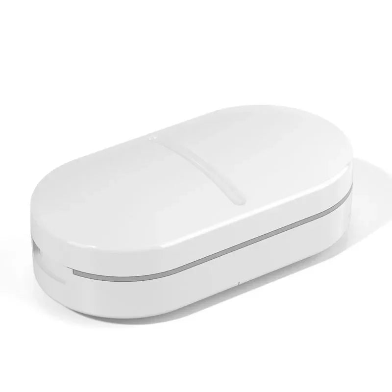Portable Pill Splitter -2-in-1 Pill Box with Stainless Steel Blade - Suitable for Vitamin Tablets - Cutting Pills 1/2, 1/4 with