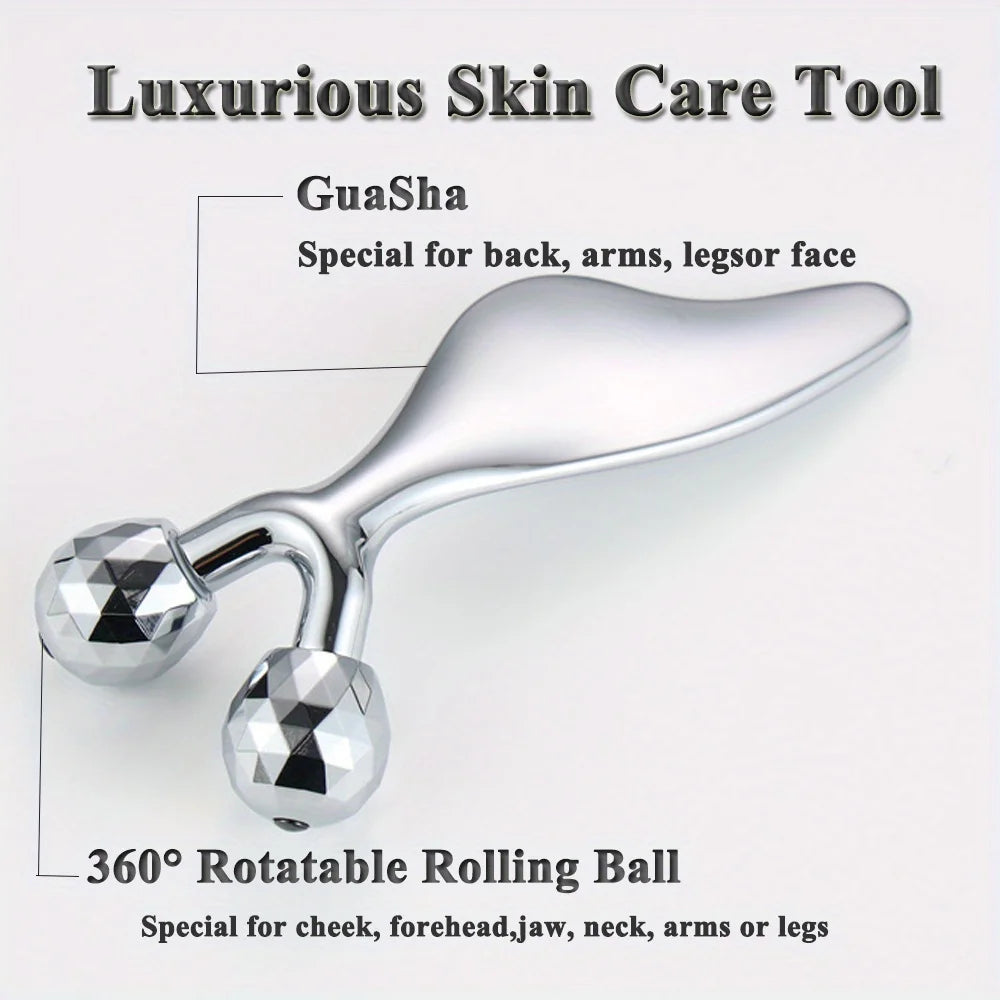 2 IN 1 3D Facial Massager & Gua Sha Massage Tool Cold Roller For Face Eyes Chin Lift Tightening Skin Tool Sculpting Beauty Tools