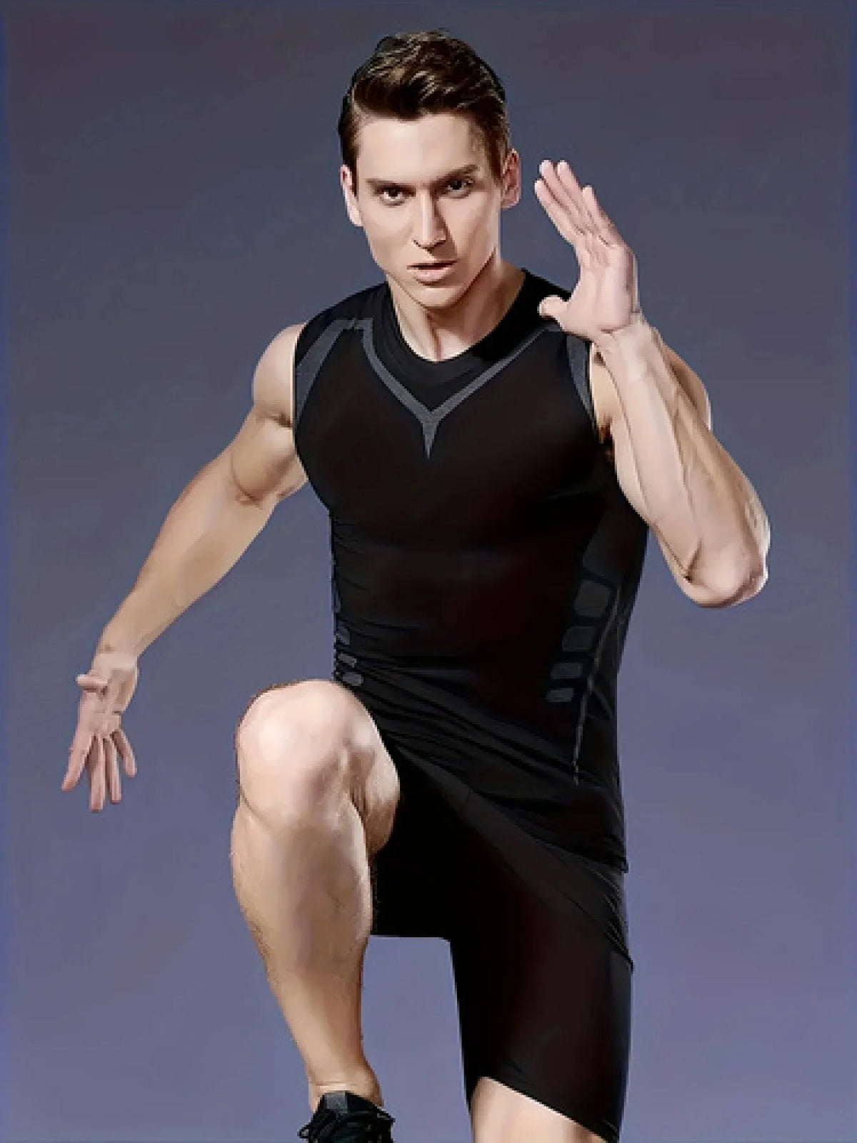 Sports vest men's summer ice silk quick drying thin fit fitness new running training tight top sleeveless