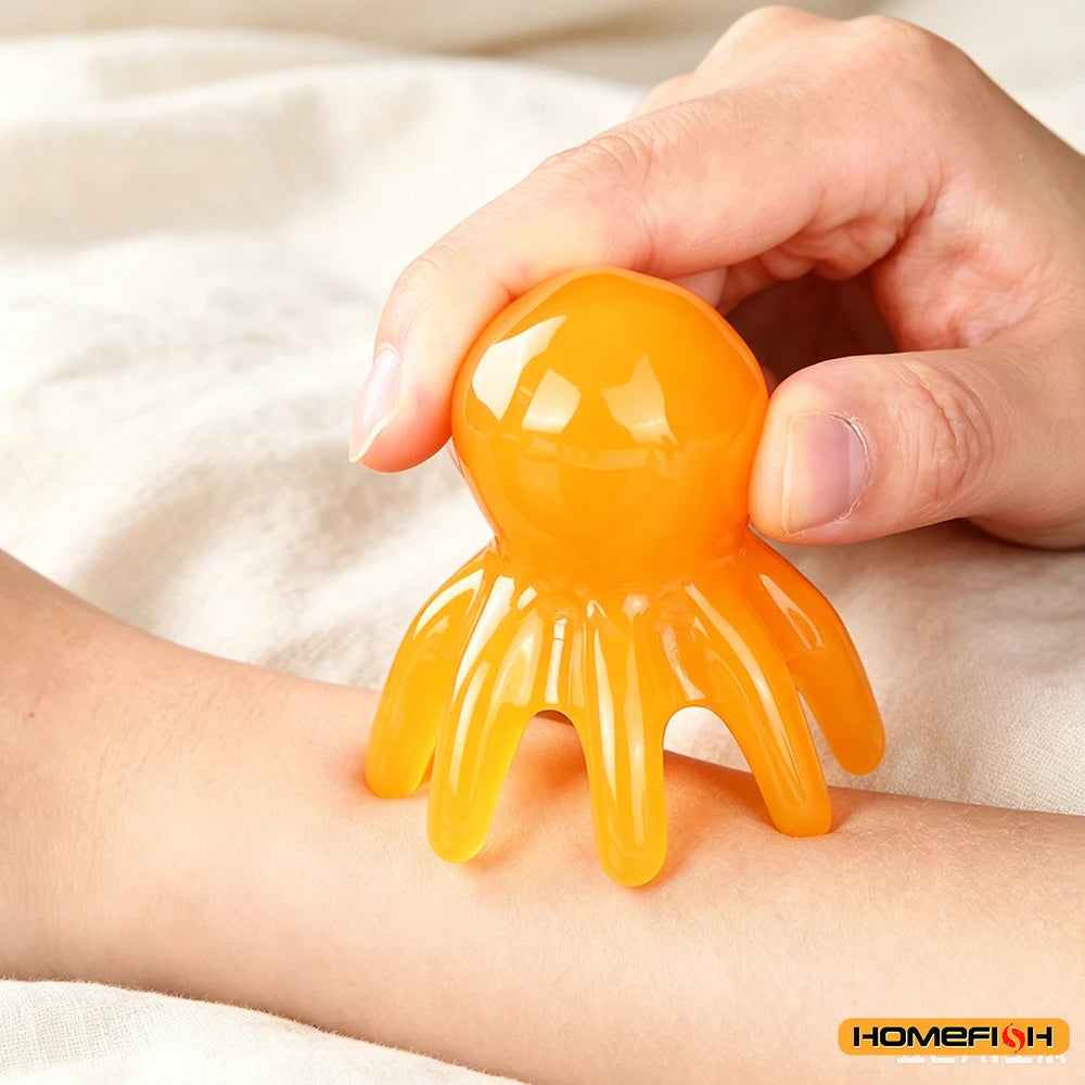 Resin Octopus Massage Comb Head Meridian Scraping Scalp Massage Brush Acupuncture SPA GuaSha Massage Comb  Massage