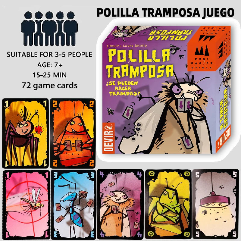Polilla Tramposa Español Playing Card Game The Cheating Moth Spanish Board Game Juego Cartas Family Games For Party