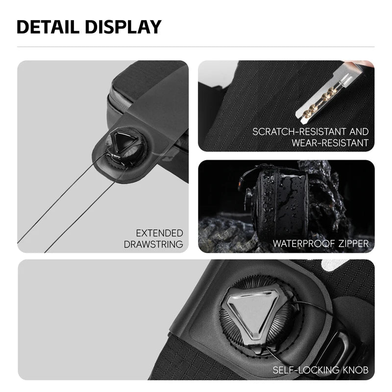 WEST BIKING Bicycle Saddle Bag Lightweight Waterproof Bike Seat Tail Bags Wear-Resistant Rotating Lacing Buckle Bike Accessories