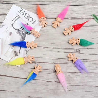 10Pcs/Bag Mini Trolls Dolls Anime Action Figure Colorful Hair Family Members Model Collection Kids Toys for Children's Gift 2025