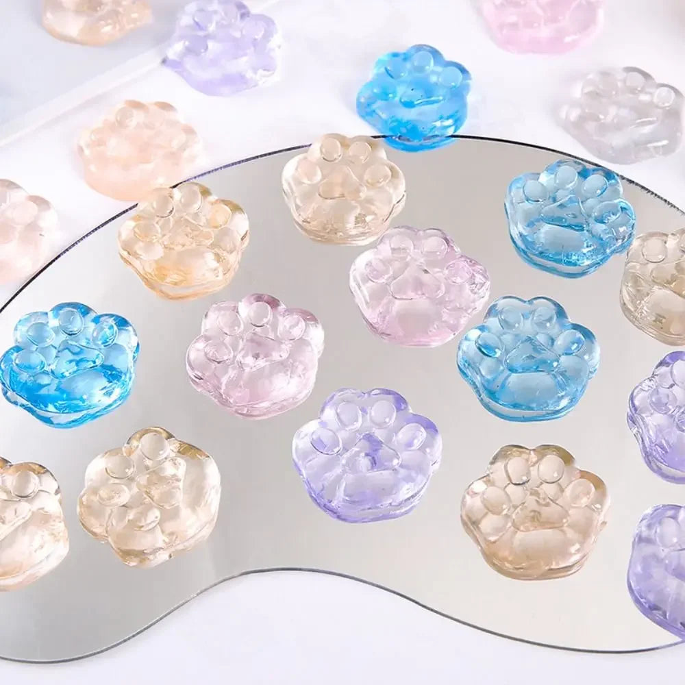 5/10/20PCS Kawaii Cat Paws Sticky Squeeze Toys Soft Realistic Jelly Glitter Cat Paws Transparent Squeeze Toys Kids Adult Gifts