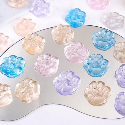 5/10/20PCS Kawaii Cat Paws Sticky Squeeze Toys Soft Realistic Jelly Glitter Cat Paws Transparent Squeeze Toys Kids Adult Gifts