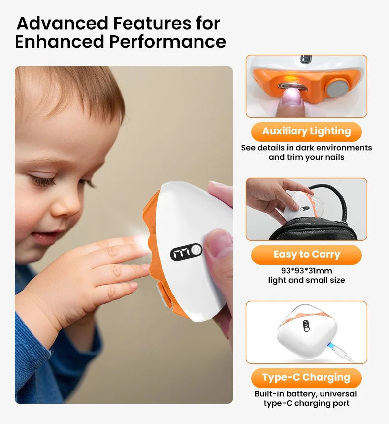 Automatic Electric Nail Trimmer & Polisher with LED Light - Safe Nail Care for Adults & Babies