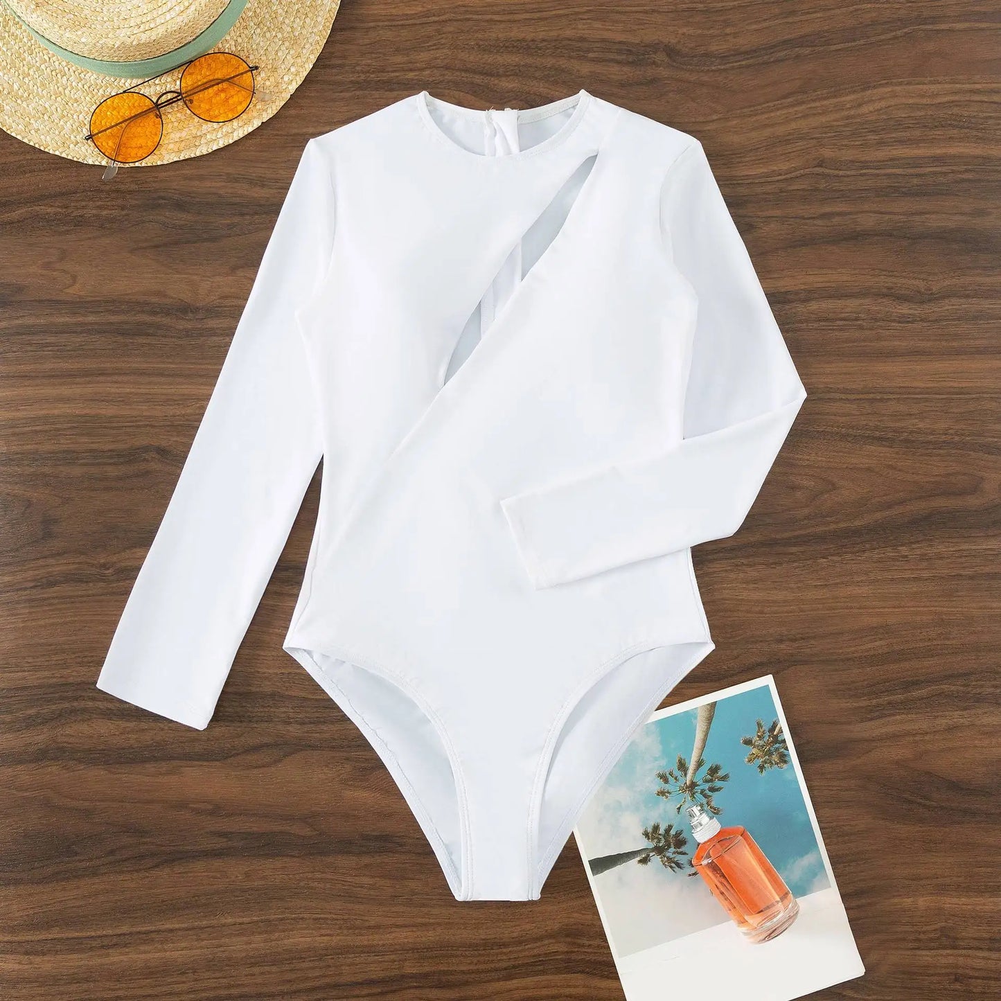 New Patchwork One-Piece Swimsuit Long Sleeve Swimwear Sports Backless Women's Swimming Bathing Suit Beach Wear Bather Surfing