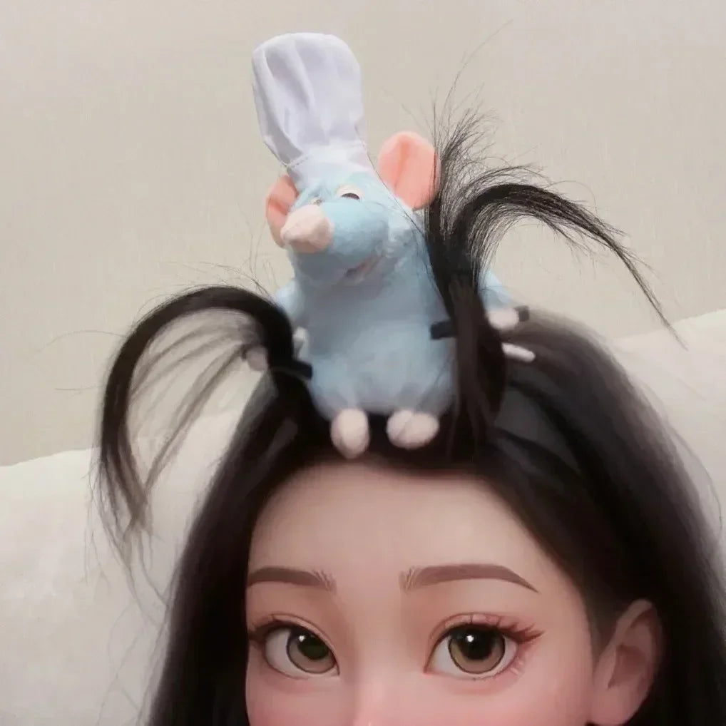 Disney Ratatouille Hairband New Cartoon Plush Doll Headband French Wide-brimmed Hairpin Photo Headdress Creativity Girl Gifts
