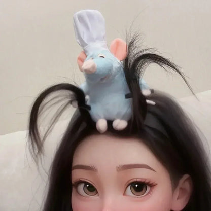 Disney Ratatouille Hairband New Cartoon Plush Doll Headband French Wide-brimmed Hairpin Photo Headdress Creativity Girl Gifts