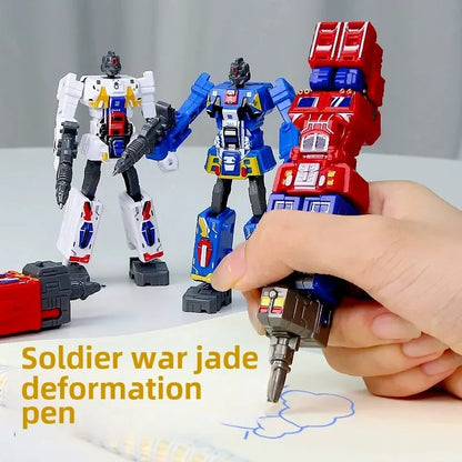 2IN1 Transformation Robot Toy Deformable Ballpoint Pen Rotary Joint Robot Deformation Action Figure Model Toys Deformed Robot